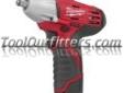 "
Milwaukee Electric Tools 2451-22 MLW2451-22 M12 3/8"" Drive Impact Wrench
Features and Benefits:
Delivers 1,000 in./lbs. of torque
Compact design - weighs only 2.3 lbs.
3/8" square friction ring - easy socket insertion and release
On-board fuel gauge
