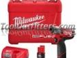 "
Milwaukee Electric 2453-22 MLW2453-22 M12â¢ FUEL 1/4"" Hex Impact Driver Kit
The M12 FUELâ¢ 1/4"" Hex Impact Driver Kit delivers maximum performance in a compact size. This hex impact driver provides up to 3X longer motor life, up to 2X more runtime, and