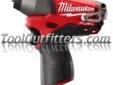 "
Milwaukee Electric 2454-20 MLW2454-20 M12 FUELâ¢ 3/8"" Impact Wrench
The M12 FUELâ¢ 3/8"" Impact Wrench optimizes torque in tight spaces. This lightweight yet powerful impact wrench offers up to 3X longer motor life, up to 2X more runtime, and proprietary