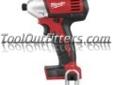 "
Milwaukee Electric Tools 2650-20 MLW2650-20 M18â¢ Cordless 1/4"" Hex Compact Impact Driver (Bare Tool)
Features and Benefits:
1/4" Hex Quick Change Chuck allows for easy bit changes
MilwaukeeÂ® Designed Impact Mechanism provides faster application speed