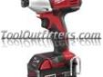 "
Milwaukee Electric Tools 2650-22 MLW2650-22 M18â¢ Cordless LITHIUM-ION 1/4"" Hex Compact Impact Driver
The 2650-22 features (2) 18V XC High Capacity LITHIUM-ION batteries, delivers 2,200 RPM and a category leading 1,400 in-lbs of torque. Additionally,