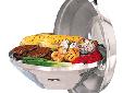 "Marine Kettle" Charcoal Grill w/ Hinged LidA10-114 Party Size: 17" (43.2 cm) Our time tested original charcoal "Marine Kettle" grill now has a hinged lid. It is meticulously crafted of 100% 18-9 mirror polished stainless steel for maximum corrosion