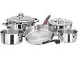 10 Piece "Nesting" 18-10 Mirror Polished Stainless Steel CookwareThe quality and value you've come to expect from all Magma products now in an 18-10 stainless steel cookware set that nests for storage in less than 1/2 cubic foot of cabinet space. The set