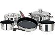10 Piece Stainless Steel "Nesting" Cookware Coated with Teflon Select Non-Stick CoatingsThe quality and value you've come to expect from all Magma products now in an 18-10 stainless steel cookware set that nests for storage in less than 1/2 cubic foot of
