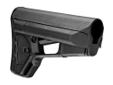 The patent-pending Magpul ACS (Adaptable Carbine/Storage) Mil-Spec Model is a drop-in replacement butt-stock for AR15/M16 carbines using mil-spec sized receiver extension tubes. A streamlined, anti-snag profile shields the release latch to prevent accid