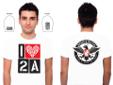 Maker's Militia- Men's 2A White T-shirt White, I "Heart" 2A gun logo, White/Black .These are custom designed T-shirts by Andy Davidson of Maker's Militia. They are all high quality fabric, professional screen-printed to last for many years.Show your love