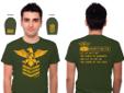 Maker's Militia- Men's Armor of Light Green T-shirt Eagle & Shield Logo, Roman 13:12 verse, Green with Yellow.These are custom designed T-shirts by Andy Davidson of Maker's Militia. They are all high quality fabric, professional screen-printed to last for