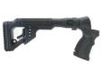 Mako Mossberg 500, 590 Adjustable Folding Buttstock Black - Includes Adjustable Cheek Pad. The Mako Group Mossberg 500, 590 Folding Shotgun Buttstock features a streamlined hinge and adjustable cheek piece that places the head at the correct height when