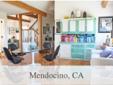 Dilkusha" is a one of a kind artists home on a double lot in the best location in Mendocino Village, with panoramic views overlooking the Headlands State Park and the Pacific Ocean. The interior is completely remodeled, in a modern loft style, with large