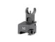 Midwest Industries AR15 Low Profile Gas Block Mounted Flip Front Sight. For use with a standard height, Mil-Spec Picatinny gas block. Folds to the rear and locks in the raised position. Uses standard AR15-A2 front sight post. Constructed of 6061 aluminum