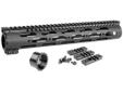 Midwest Industries AR15 Rifle Length 12" Gen II SS Free Floating Handguard Rail Black - includes three additional 2.5" rail sections. The Midwest Industries AR-15 12-inch Generation II SS-Series One Piece Free Float Handguard features a slim 1.5 inch