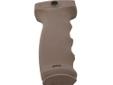 REACT? Ergonomic Vertical Grip, Flat Dark EarthFeatures:- Full sized vertical grip- Contoured finger swells allow a firm grip even with gloved hands- Secure watertight storage compartment- Customizable foam storage block with quick access tab diminishes