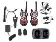 The TalkaboutÂ® MR350 series uses both Family Radio Service (FRS) and General Mobile Radio Services (GMRS) frequencies, providing more channel combinations. Value Pack with a range of up to 35 miles The TalkaboutÂ® includes 2 radios, 2 belt clips, 1 drop-in