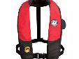 Auto Hydrostatic Inflatable PFD - USA :: MD3183Size:UniversalColor:Red / CarbonFor severe weather, no premature inflation, low maintenance.Hydrostatic Technology Offers Reliable InflationThe Auto Hydrostatic Inflatable Personal Flotation Device (PFD) will