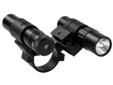30mm Double Rail Scope Adapter/Flashlight/Green Laser Set- This Flashlight and Green Laser combo mounts right up to your 30mm tube Scope to add laser sighting and a Flashlight in a compact tactical set up.- 30mm Ring with two offset Picattinny style