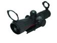 3-9x42 Rubber Compact Red Laser, P4 Sniper ReticleFeatures:- Open target turrets- Fully multi-coated lens- Built-in angle cut sunshade- Quick focus eyepiece- Bullt Drop Compensator calibrated for the .223 cartridge with a 55 grain bullet- Reticles