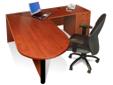 ***** FACTORY BLOW-OUT ***** FACTORY BLOW-OUT ***** FACTORY BLOW-OUT *****
New Exe. Bullet L-Shape Desk in Cherry or Mahogany commercial laminate. Includes 1 pedestal with box/box & file drawers. FREE locks and black handles, wire grommet holes and fluted