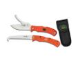 The Flip n? Zip Combo with easy to locate blaze orange handle. Both skinning and gutting blades open, close and lock independently. Ergonomic rubberized Kraton handles with Traction-Slots offer a secure non-slip grip. Stainless 8Cr13MoV blades with one