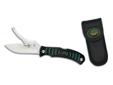 Lockback skinning blade plus Outdoor Edge?s revolutionary new flip-out gutting blade. Cuts underneath the skin to open game like a zipper. Rubberized Kraton handles with Traction-Slots offer a secure non-slip grip. Stainless 8Cr13MoV blade with one hand
