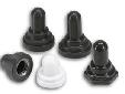 Silicone Rubber BootBlack5/8" Round NutFor bat handle toggle switches, push button switches, and panel seal circuit breakers Provides a watertight seal between switch actuator, bushing, and panel face Mounting nuts are bonded to eliminate delamination