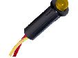 Paneltronics LED Indicator Light - 1/4" - 120 VAC - AmberIdeal for use as High Visibility Status or Alarm Indicators Large T-1 3/4 size LED's Nylon housing is classified UL Press to fit into 0.25" diameter Pigtails are tin plated, 22 copper, 7" in length