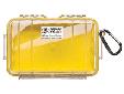 1040 Micro CaseCase Color: Yellow w/ Clear LidInterior Dimensions: 6.50" x 3.87" x 1.75"Watertight, crushproof, and dust proof Easy open latch Rubber liner for extra protection doubles as o-ring seal Automatic Pressure Equalization Valve - balances