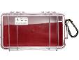 1060 Micro CaseCase Color: Red w/Clear LidInterior Dimensions: 8.25" x 4.25" x 2.25"Great for rugged sportsNot for swimming or submergingWater resistant, crushproof, and dust proofEasy open latchCarabinerRubber liner for extra protection doubles as o-ring