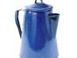 "
Tex Sport 14515 Percolator, Enamel 8 Cup
Percolator 8 Cup Enamelware
- Heavy-glazed enamel on steel plate
- Appealing high gloss finish
- Kiln dried
- Color: Royal Blue "Price: $16.14
Source: