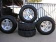 I have a set of five 255/75/17 BFG Radial Mud Terrain Tires on premium 17" factory aluminum Jeep JK wheels for sale.
Tires are in good shape with very good tread, aluminum 17" OEM Jeep rims are in very nice condition.
Already mounted & balanced, complete