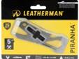 "
Leatherman 831676 Piranha
The piranha is a single piece, multi-purpose pocket tool constructed from heat treated, 100% Stainless steel. A built in rubber bit holder secures full size bits. Like the fish for which it is named, the piranha pocket tool