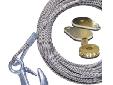 25' x 7/32" Stainless Steel Universal Premium Replacement Galvanized Cable with Hook & Swivel Pulley BlockFor all manual and electric trailer winches. High chromium content and added nickel make these cables virtually impervious to corrosion and add years