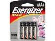 "
Energizer E92BP-4 Premium Max Batteries AAA (Per 4)
Energizer MAX batteries deliver dependable, powerful performance that keeps going and going. Providing long life for the devices you use every day - from toys to CD players to flashlights. The latest