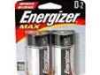 "
Energizer E95BP-2 Premium Max Batteries D (Per 2)
Energizer MAX batteries deliver dependable, powerful performance that keeps going and going. Providing long life for the devices you use every day - from toys to CD players to flashlights. The latest