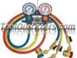 CPS Products MA1234 CPSMA1234 Pro-SetÂ® Dual Manifold Set
Features and Benefits:
Large and easy to read 3-1/2 in. gauges
72 in. nylon barrier ball valve hoses
Patented 6 ball manual couplers
Oversized sightglass for easy viewing
Price: $140.8
Source: