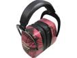 Specifications:- Rugged, high profile cups- Adjustable headband and ProForm leather ear cushions- Dielectric construction- Suitable for a high noise environment, both on the range and in your home workshop - NRR 33- Weight: 12 oz- Color: Pink Realtree