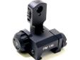 This rear sight attaches to AR-15 / M16 flat top A3 upper receivers. The sight may be used as a back-up rear sight or a lightweight rear sight to co-witness with red dot or holographic sights. The sight locks in its upright position, a spring loaded