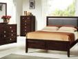 "Raphael" ContemporaryÂ Bedroom SetMade from solid hardwood contruction in a Rich EspressoÂ Finish. Features contemporary lines that demostrate a modern style, a low profile foot board, brushed nickel handles and an upholstered headboard.Â  Standard Set