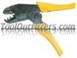 Pacific Industrial (pico) 0380T PIC0380T Ratcheting Crimping Tool
Features and Benefits:
Made of high carbon steel
22 - 10 AWG wire size
Grip is vinyl cushioned
Price: $30.74
Source: http://www.tooloutfitters.com/ratcheting-crimping-tool.html