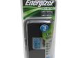 Energizer Universal Charger- Charges all NiMH battery sizes (8 AAA, 8 AA, 1 9V, 4 C, 4 D)- LCD Charge Status- Auto shut off when each battery is fully charged- Easy and safe. Drop batteries in and close lid. Power is only on when lid is closed.