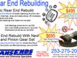 TransEnds Located 3419 C Street NE, Auburn 98002. Rear End Rebuilding, Differential Repairs, Noisy Axles Fixed. Rear End Rebuilding, Differential Repairs, Noisy Axles Fixed. Basic Rear End Rebuild price starts at $495 Includes replacing all pinion and