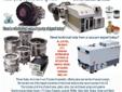 Sales and support of vacuum pumps and systems: Leybold Oerlikon Alcatel Adixen. Varian. Pfeiffer Balzers Edwards. Seiko Seiki, Kinney, Welch, Stokes, Ebara, Osaka, Oerlikon Vacuum.Please, call for prices and availability.
Rebuilt Vacuum Pumps. Leybold,