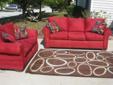 GREAT MODERN RED 2PC SOFA SET COUCH SET FOR RUG ITS 50 PILLOWS EXTRA 25$ GREAT CONDITION SEE PICTURES AND V..I...D...E...O.. +++++++FREE DELIVERY IF YOUR WITHIN 20 MILE'S OFF 3..0...0...3...4 D.E.CA.T.U.R...GA....>>>>.ON GROUND LEVEL >>>>>>>>VIDEO