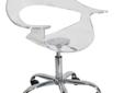 The clean lines and modern styling of the Rumor chair make this an excellent addition to your home or office. The back and arms create a comfortable cradle for your body. Features an acrylic seat and chrome pole. The casters and 360 degree swivel
Brand: