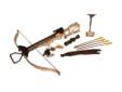 SA Sports Outdoor Gear Crusader 225 lb Recurve Crossbow PackageFeatures:- Pounding 330+FPS- 4x32mm Multi Reticle Scope - Rope Cocking Device - Padded Sling - Quick Detach Quiver w/4 Carbon 20? Bolts - 13.5" Power Stroke - 225 lb Draw Weight - Machined