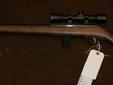 Very clean used .22 cal rifle. Walnut stock, 20" barrel , 4X32 scope,, clip feed. This is a clean little Rifle. This is a dealer sale. 10 day wait required. See this Rifle and others Mon-Fri 9:30-5:00 Sat 10-3pm. Call us if you have questions (559)