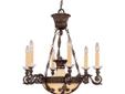 Dramatic elegance created with incredible European allure; New Tortoise Shell Finish 6 Light Chandelier Number of Bulbs: 6 Voltage: 120v Bulb Type: C Max Wattage: 60 Bulbs Included?: No Number of Arms: 6 Safety Rating: UL, CULOverall Dimensions: 29.25"(h)