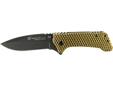 The Smith & Wesson Extreme Ops Small Honeycomb G10 Folder Knife features a brown G10 overlay with a honeycomb pattern on the top side of the handle. This solid framelock knife features a black tactical modified drop point blade built with 7Cr17 high