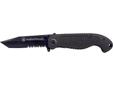 Special Tactical Rubber Coated Steel Serrated Liner Lock Black Tanto BladeSpecifications:- Blade: 3.5 inches (8.9 cm)- Handle: 4.6 inches (11.7 cm)- Weight: 3.7 oz.- Handle Type: Composite- Steel: 400 Series Stainless Steel
Manufacturer: Schrade
Model: