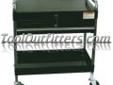 "
Sunex 8013ABK SUN8013ABK Service Cart With Locking Top and Drawer - Black
Features and Benefits:
Color: Black
Clip-on roller-bearing slides on drawer
Large, easy to maneuver 4" wheels: 2 locking and 2 standard
3" deep shelves
Locking top are keyed the