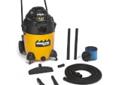 Shop-Vac 24 Gallon 6.5 peak HP Right Stuff(r) Series Wet/ Dry Vac comes with versatile accessory assortment that includes 12' x 1 1/ 2' LockOn(r) Hose, 2- 1 1/ 2' Extension Wands, 14' Wet/ Dry Floor Nozzle, 16' Crevice Tool, Claw utility nozzle and Ultra
